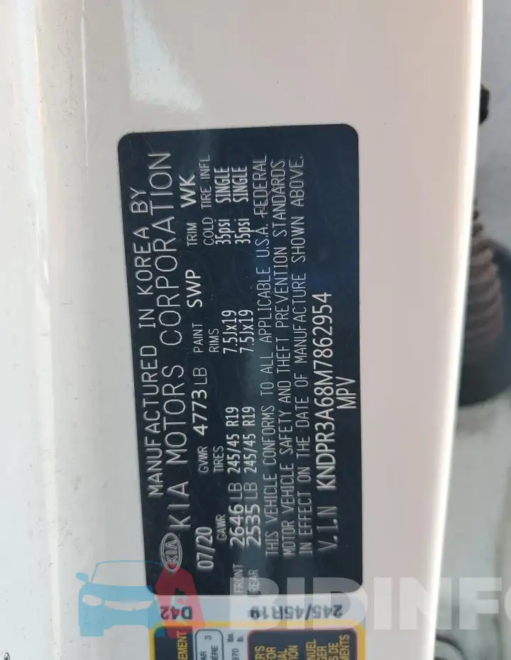 KNDPR3A68M7862954 Photo# 13