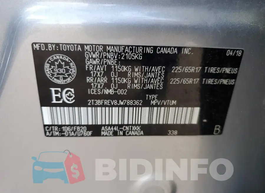 2T3BFREV8JW788362 Photo# 13