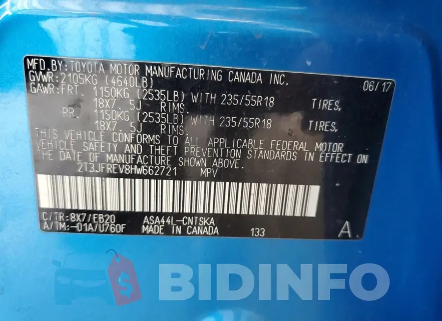 2T3JFREV8HW662721 Photo# 13