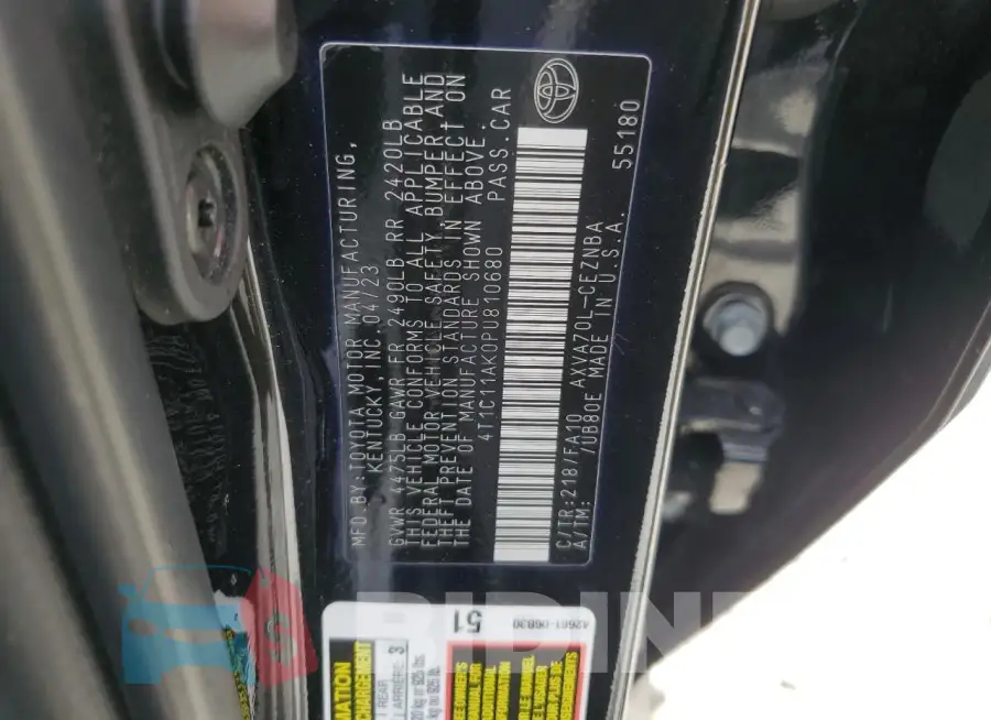 4T1C11AK0PU810680 Photo# 12