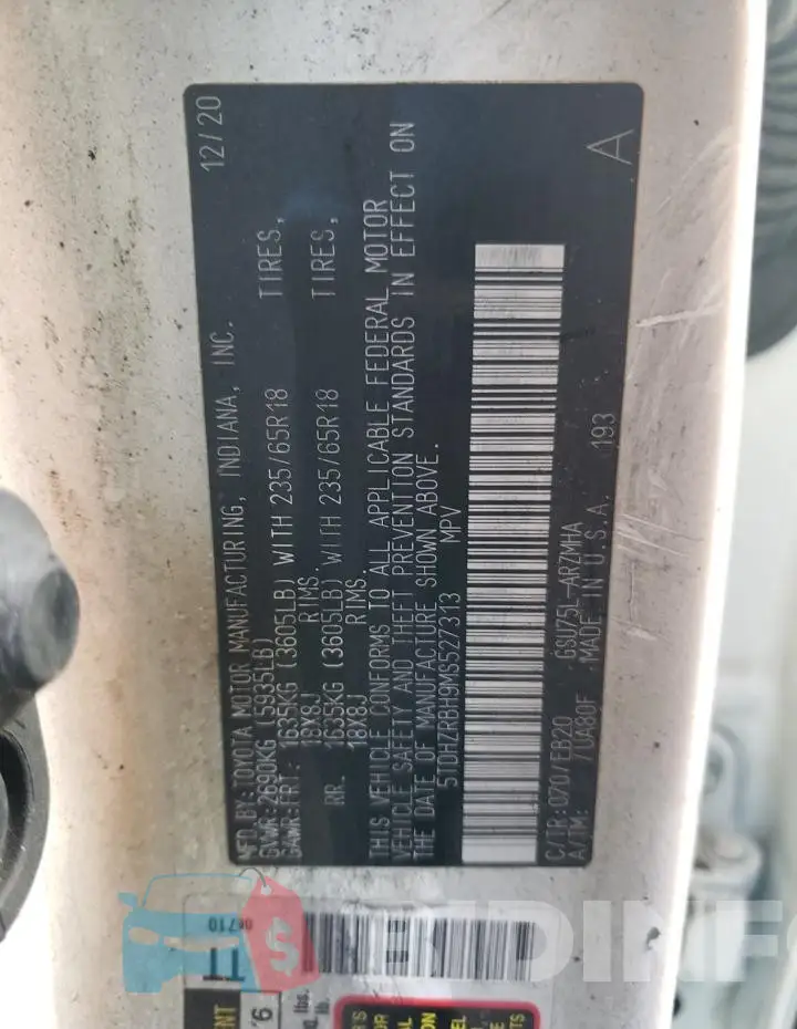 5TDHZRBH9MS527313 Photo# 13