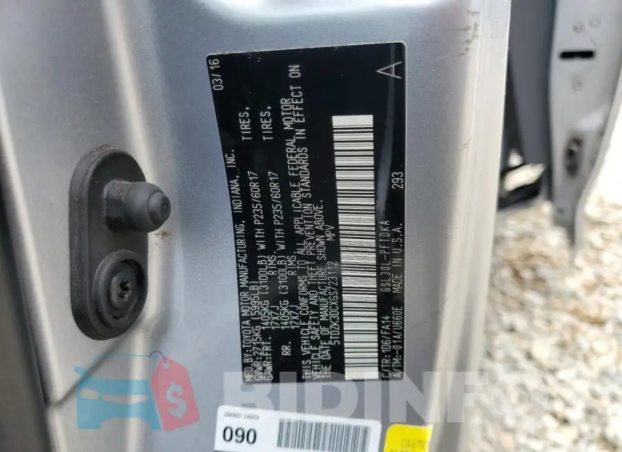 5TDZK3DCXGS723112 Photo# 13