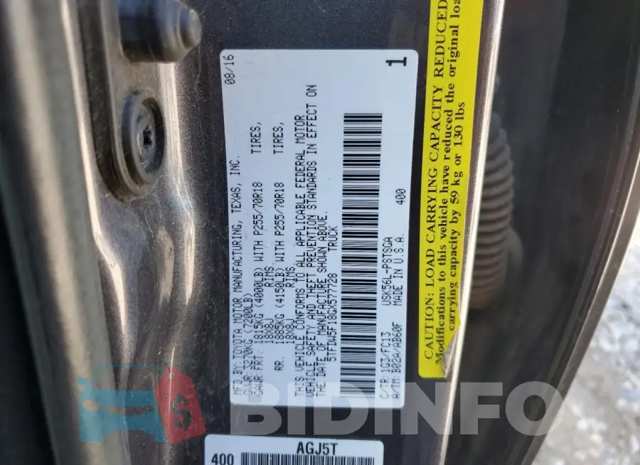 5TFDW5F18GX577728 Photo# 13