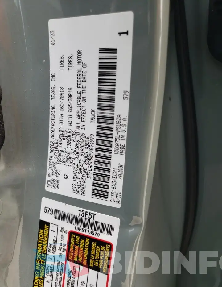5TFLA5DB8PX074979 Photo# 12
