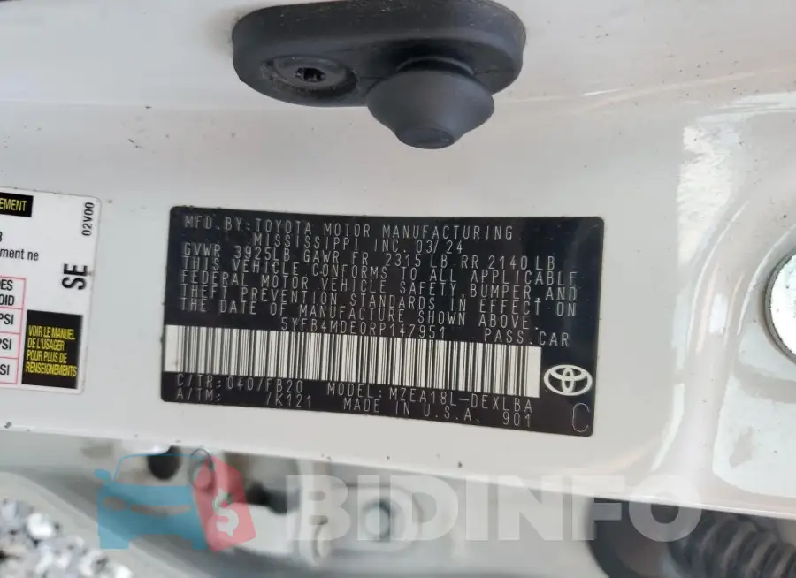 5YFB4MDE0RP147951 Photo# 12