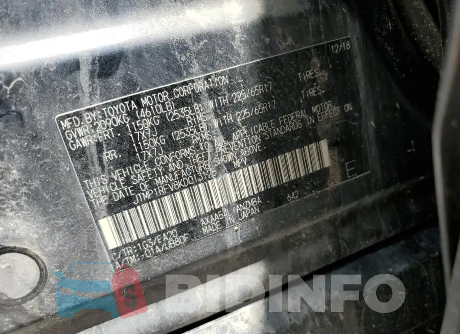 JTMP1RFV8KD013125 Photo# 13