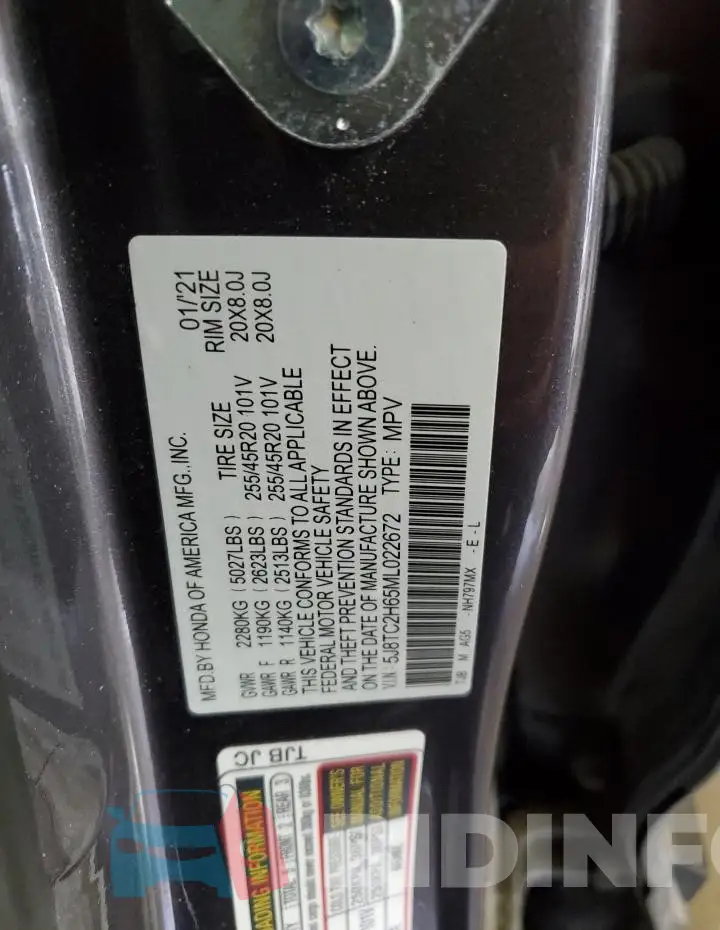 5J8TC2H65ML022672 Photo# 13