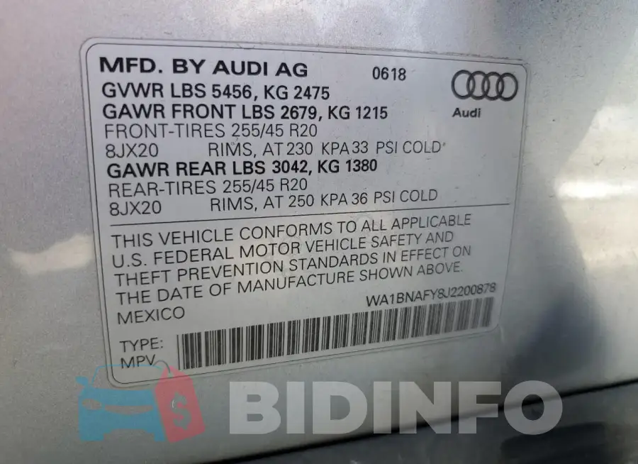 WA1BNAFY8J2200878 Photo# 14