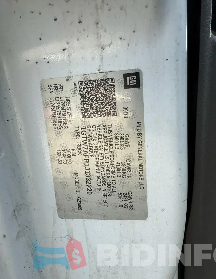 1GTW7AFP1J1332220 Photo# 10