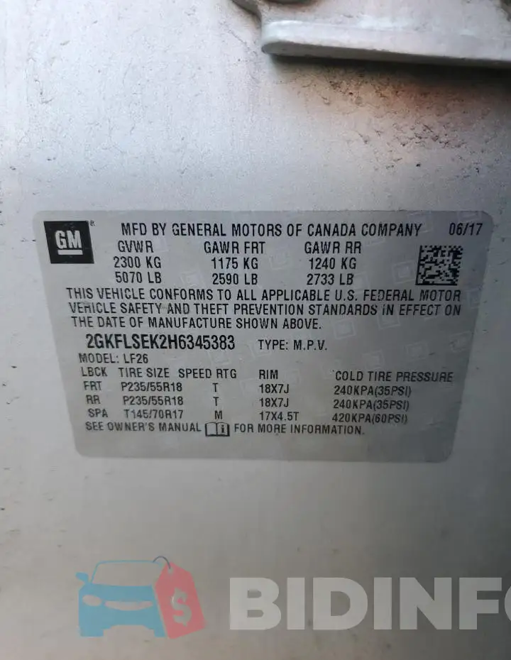 2GKFLSEK2H6345383 Photo# 13