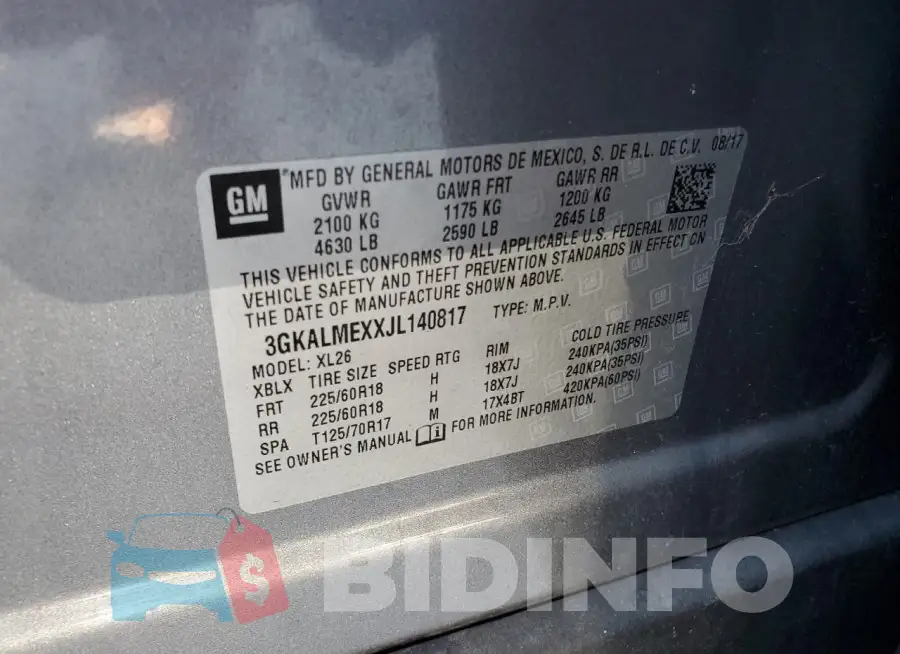 3GKALMEXXJL140817 Photo# 13