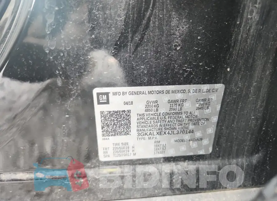 3GKALXEX4JL370144 Photo# 13