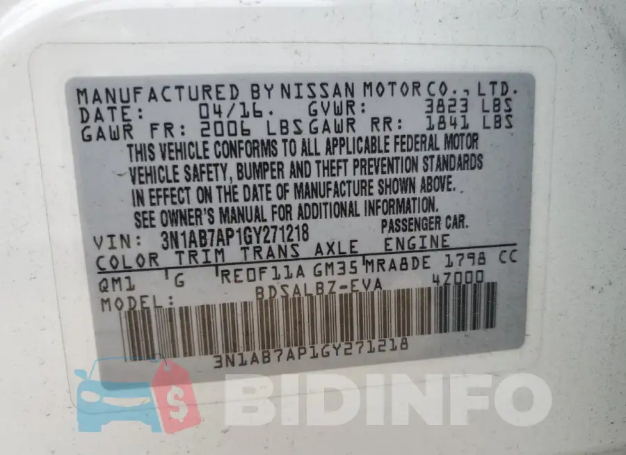 3N1AB7AP1GY271218 Photo# 12