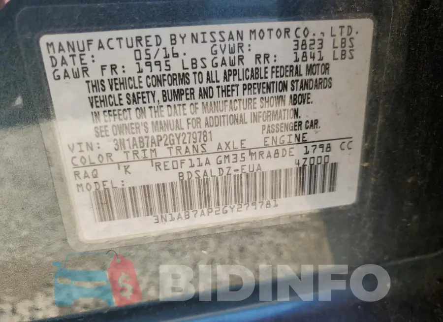 3N1AB7AP2GY279781 Photo# 12