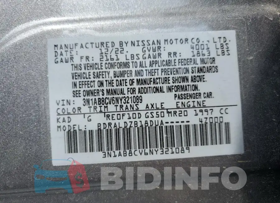 3N1AB8CV6NY321089 Photo# 12
