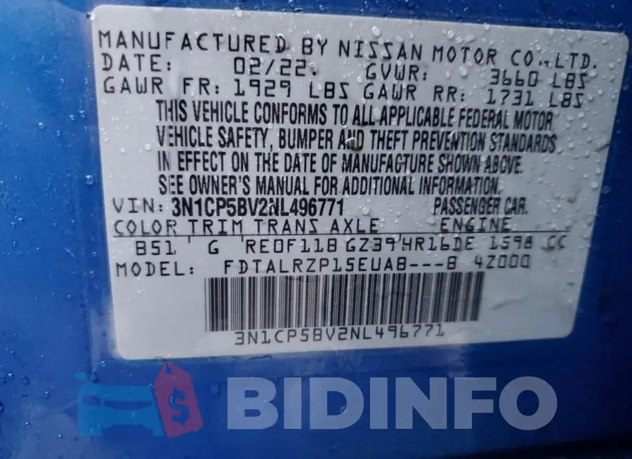 3N1CP5BV2NL496771 Photo# 14