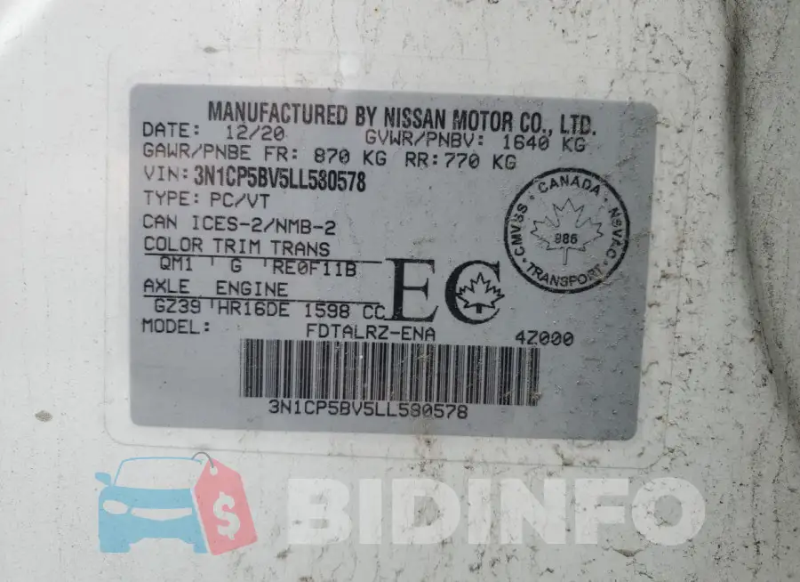 3N1CP5BV5LL580578 Photo# 14