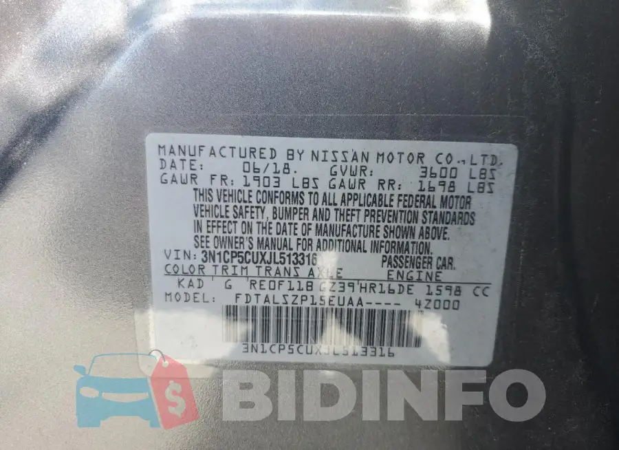 3N1CP5CUXJL513316 Photo# 13