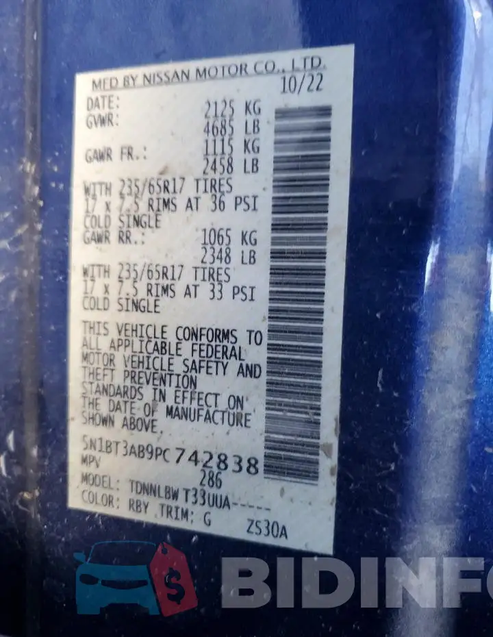 5N1BT3AB9PC742838 Photo# 13