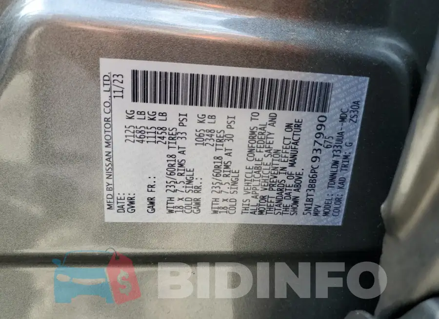 5N1BT3BB6PC937990 Photo# 13