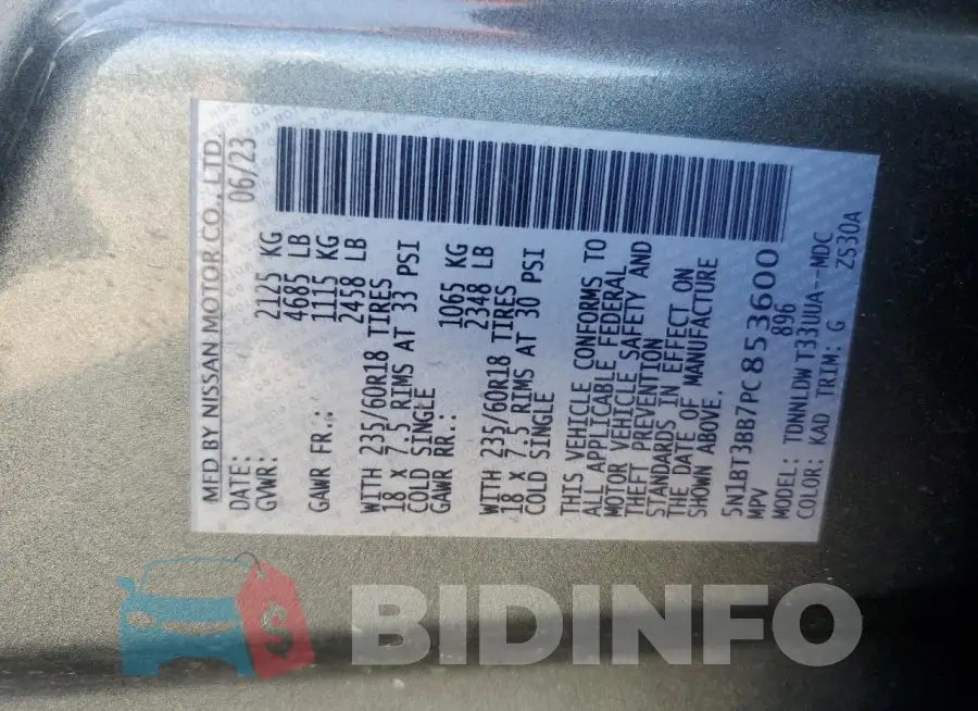 5N1BT3BB7PC853600 Photo# 13