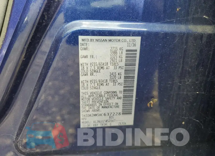 5N1DR2MM5HC637228 Photo# 13