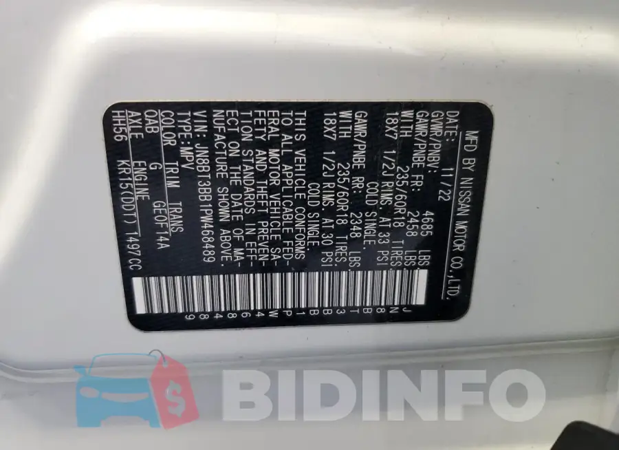 JN8BT3BB1PW468489 Photo# 14