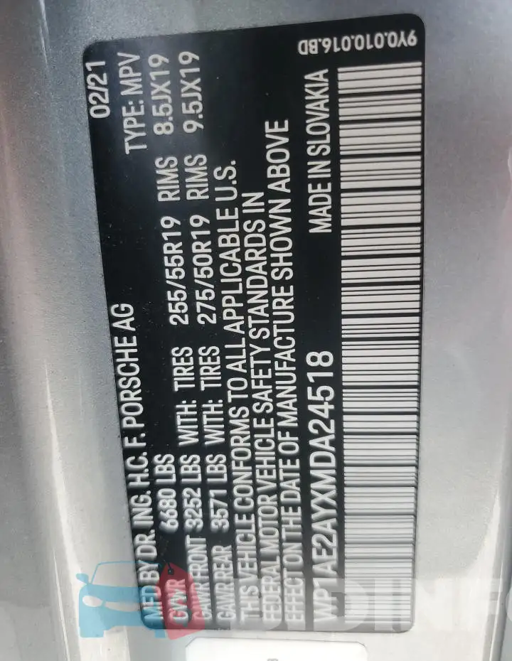 WP1AE2AYXMDA24518 Photo# 14