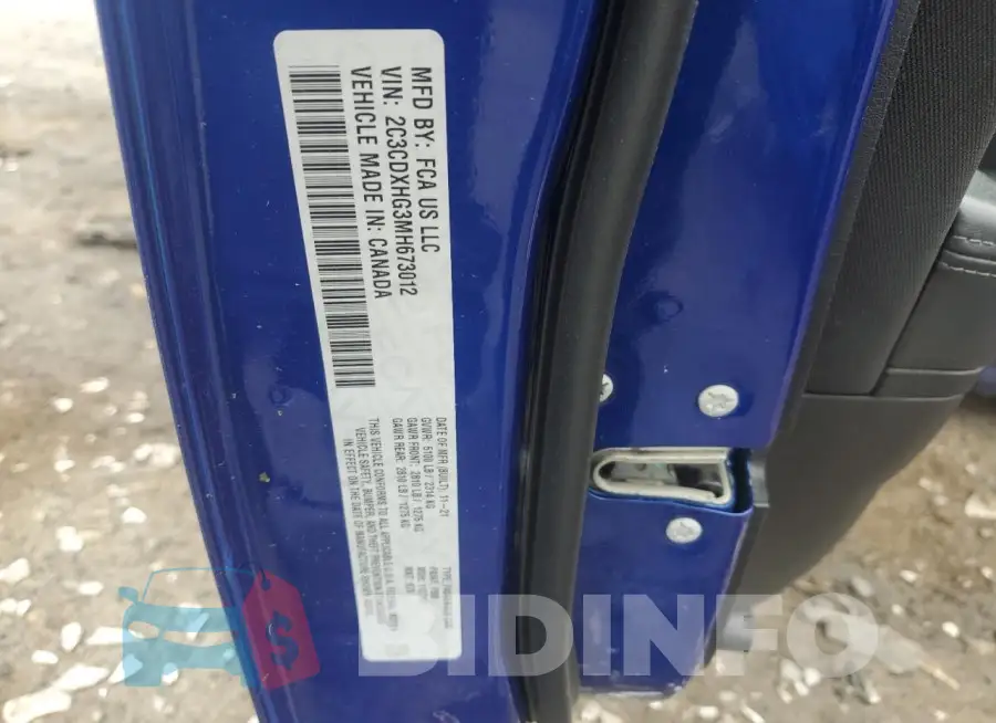 2C3CDXHG3MH673012 Photo# 12