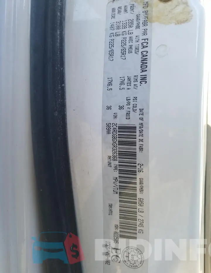 2C4RDGBGXGR326368 Photo# 13