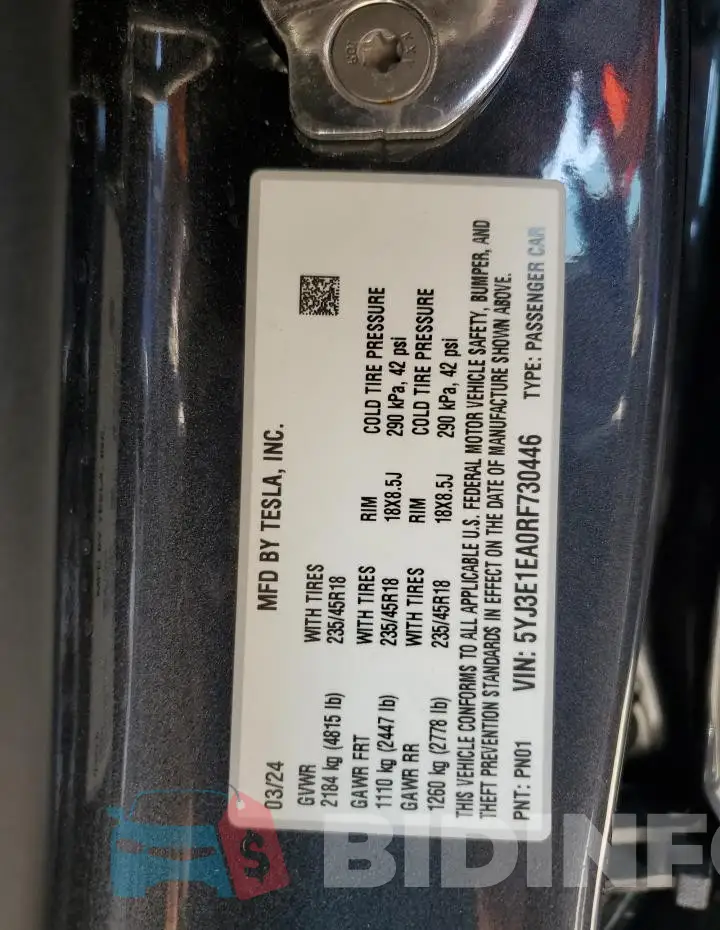 5YJ3E1EA0RF730446 Photo# 12