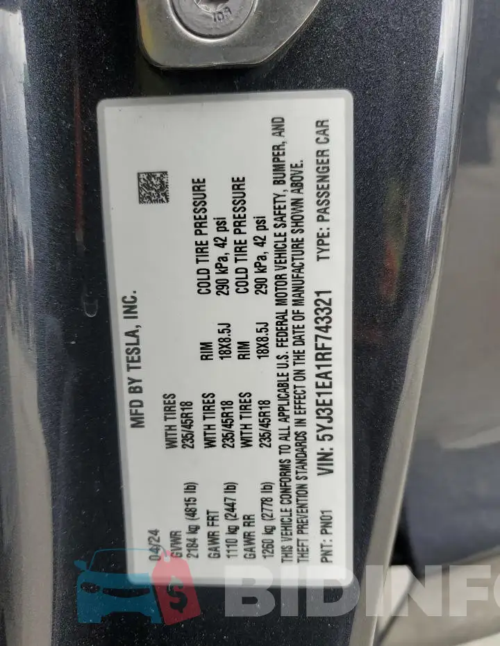 5YJ3E1EA1RF743321 Photo# 13