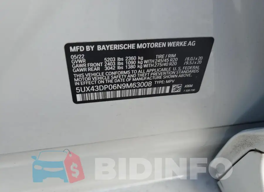5UX43DP06N9M63008 Photo# 13
