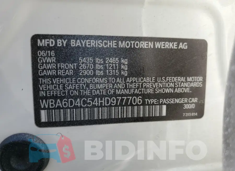 WBA6D4C54HD977706 Photo# 14
