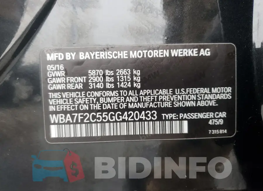 WBA7F2C55GG420433 Photo# 12