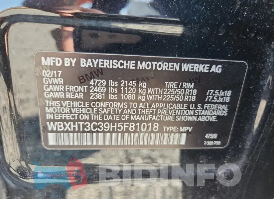 WBXHT3C39H5F81018 Photo# 14