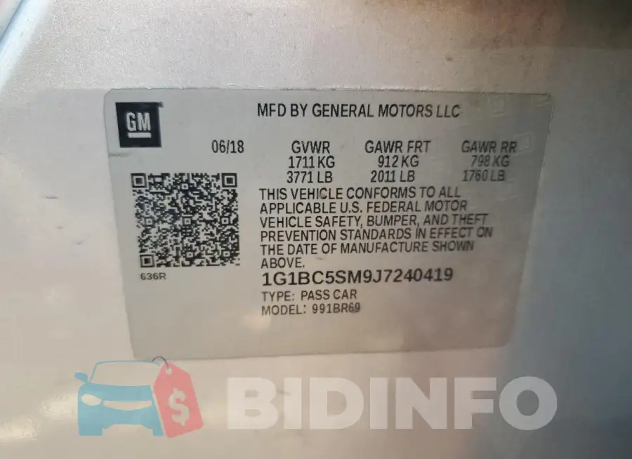 1G1BC5SM9J7240419 Photo# 12