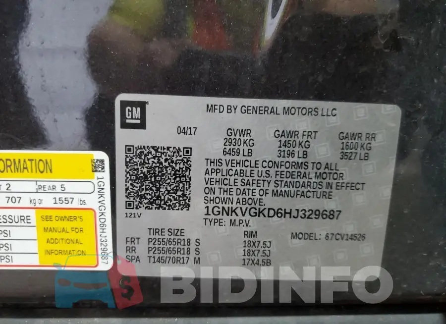 1GNKVGKD6HJ329687 Photo# 14