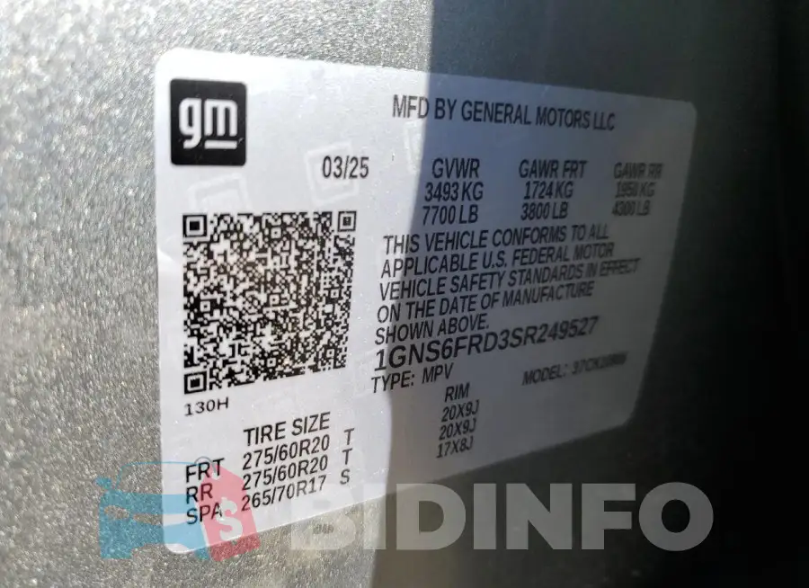 1GNS6FRD3SR249527 Photo# 13