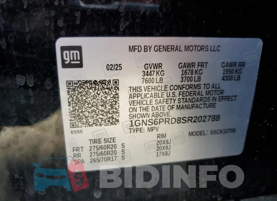1GNS6PRD8SR202788 Photo# 14