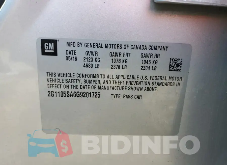 2G1105SA6G9201725 Photo# 13 2G1105SA6G9201725 Photo# 13