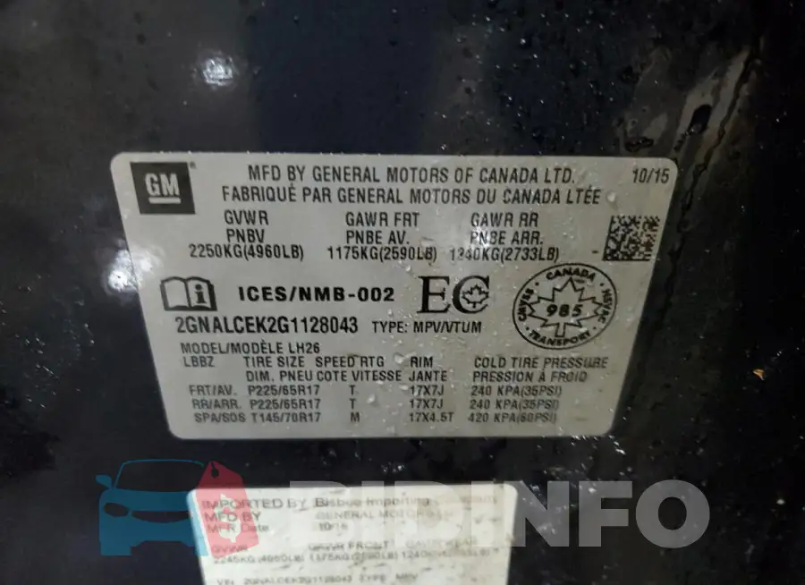 2GNALCEK2G1128043 Photo# 14