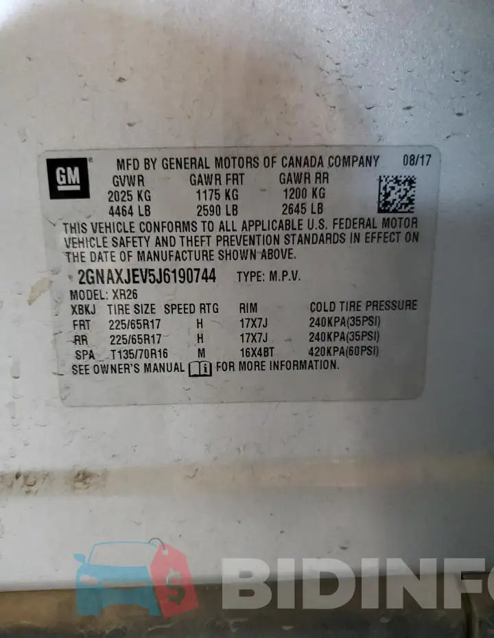 2GNAXJEV5J6190744 Photo# 12