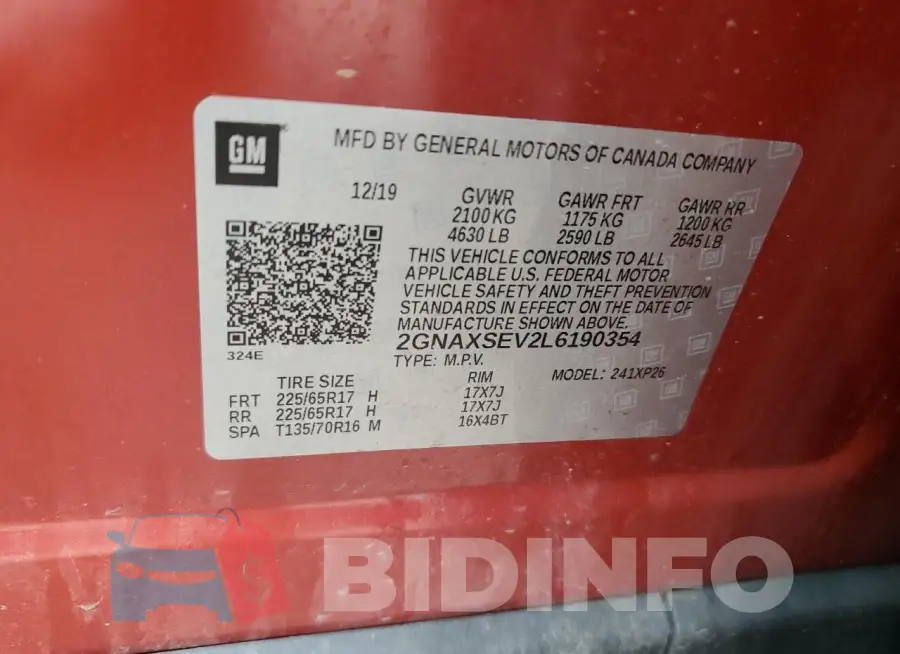 2GNAXSEV2L6190354 Photo# 13