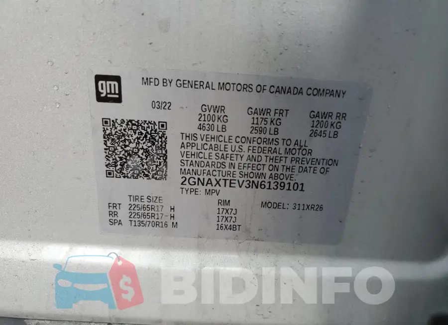 2GNAXTEV3N6139101 Photo# 13