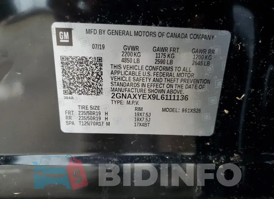 2GNAXYEX9L6111136 Photo# 13