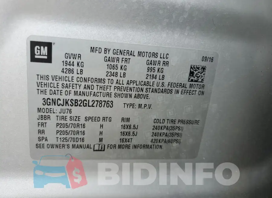 3GNCJKSB2GL278763 Photo# 13