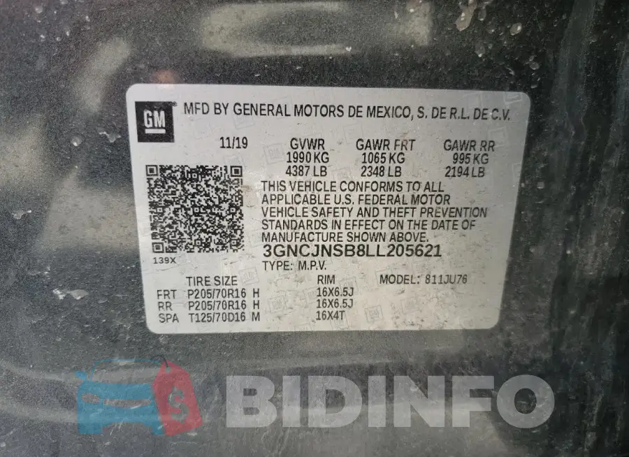 3GNCJNSB8LL205621 Photo# 13