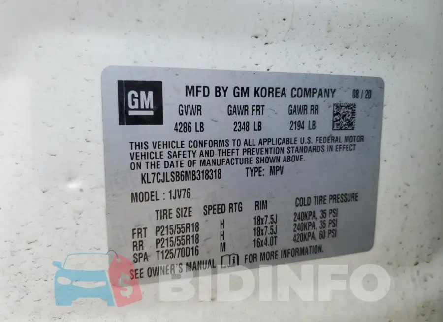 KL7CJLSB6MB318318 Photo# 13