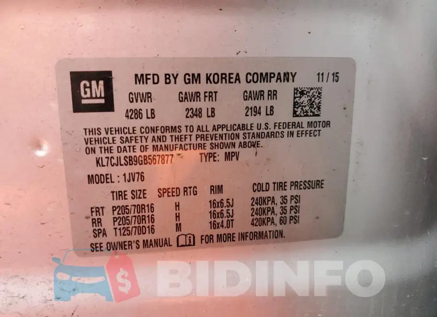 KL7CJLSB9GB567877 Photo# 12